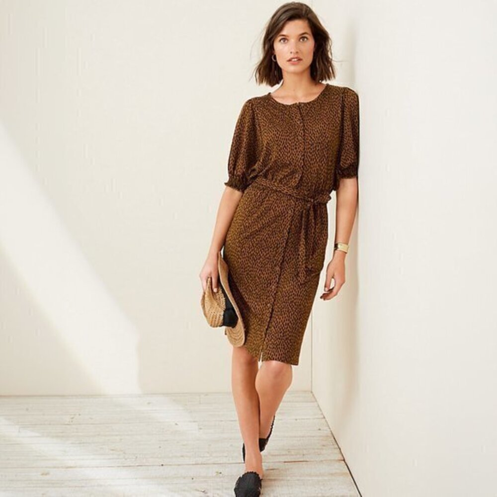 Garnet Hill Smocked Elbow Sleeve Knit Dress - NWT sz XS
